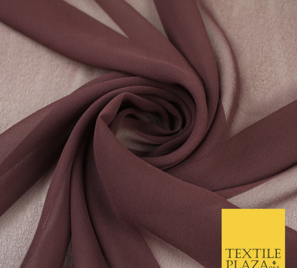 BROWN Premium Plain Dyed Chiffon Fine Soft Georgette Sheer Dress Fabric 8340
