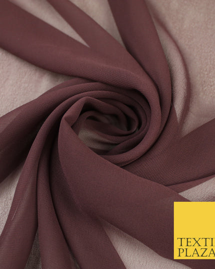 BROWN Premium Plain Dyed Chiffon Fine Soft Georgette Sheer Dress Fabric 8340