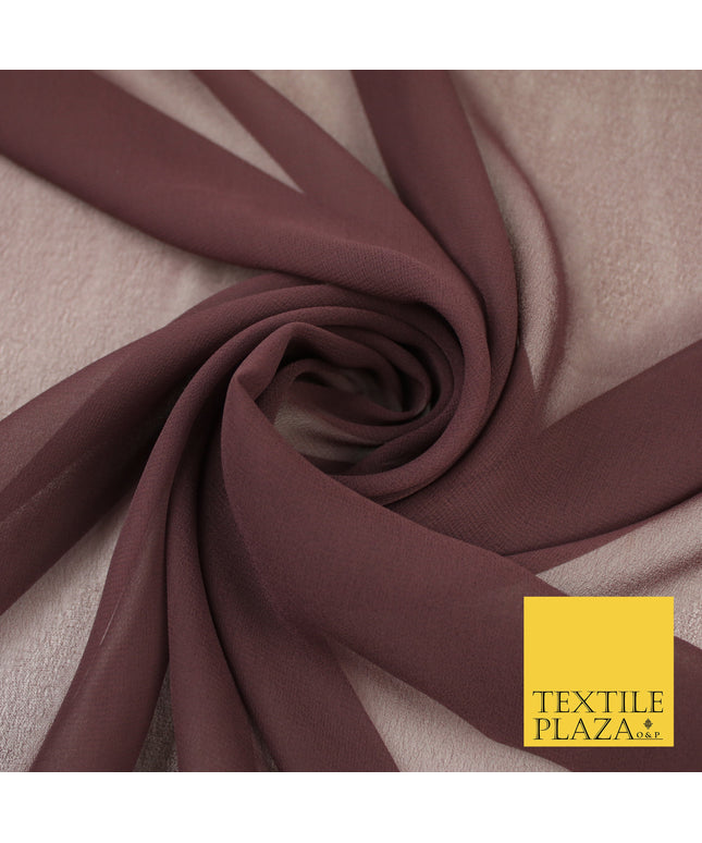BROWN Premium Plain Dyed Chiffon Fine Soft Georgette Sheer Dress Fabric 8340