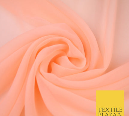 BRIGHT PEACH Premium Plain Dyed Chiffon Fine Soft Georgette Sheer Dress Fabric 8379