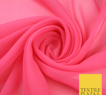 BUBBLEGUM PINK Premium Plain Dyed Chiffon Fine Soft Georgette Sheer Dress Fabric 8390