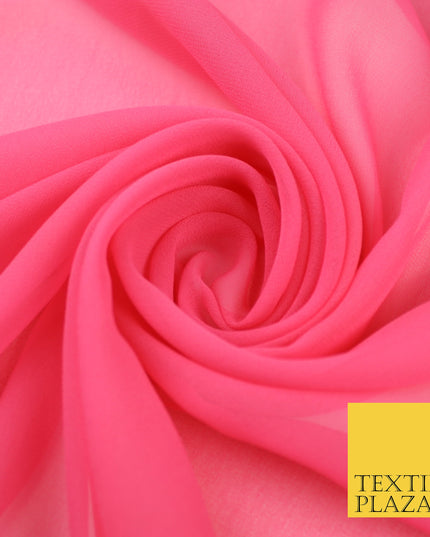 BUBBLEGUM PINK Premium Plain Dyed Chiffon Fine Soft Georgette Sheer Dress Fabric 8390