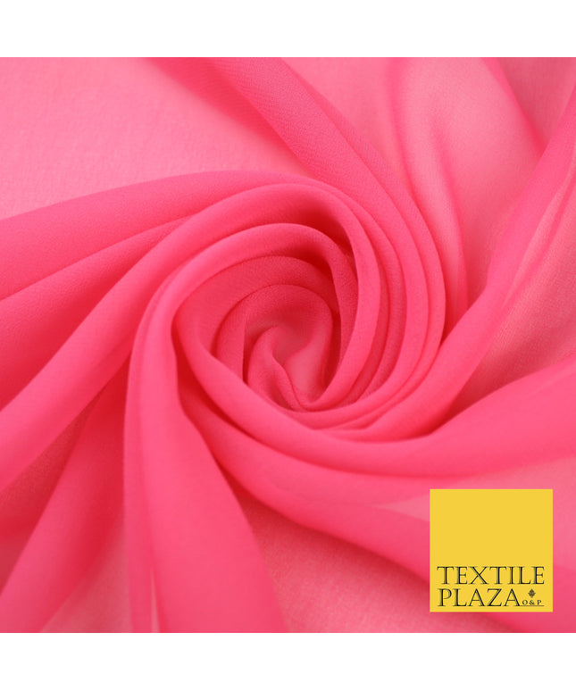 BUBBLEGUM PINK Premium Plain Dyed Chiffon Fine Soft Georgette Sheer Dress Fabric 8390