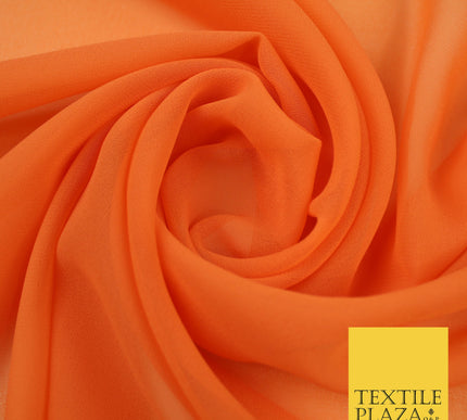 CARROT ORANGE Premium Plain Dyed Chiffon Fine Soft Georgette Sheer Dress Fabric 8373