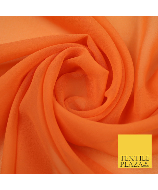 CARROT ORANGE Premium Plain Dyed Chiffon Fine Soft Georgette Sheer Dress Fabric 8373