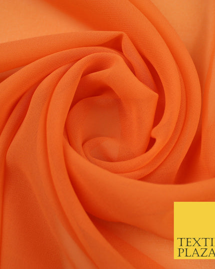 CARROT ORANGE Premium Plain Dyed Chiffon Fine Soft Georgette Sheer Dress Fabric 8373