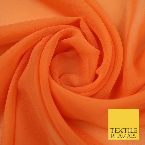 CARROT ORANGE Premium Plain Dyed Chiffon Fine Soft Georgette Sheer Dress Fabric 8373