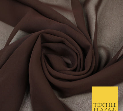 DARK BROWN Premium Plain Dyed Chiffon Fine Soft Georgette Sheer Dress Fabric 8339