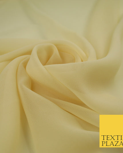 CREAM GOLD Premium Plain Dyed Chiffon Fine Soft Georgette Sheer Dress Fabric 8280