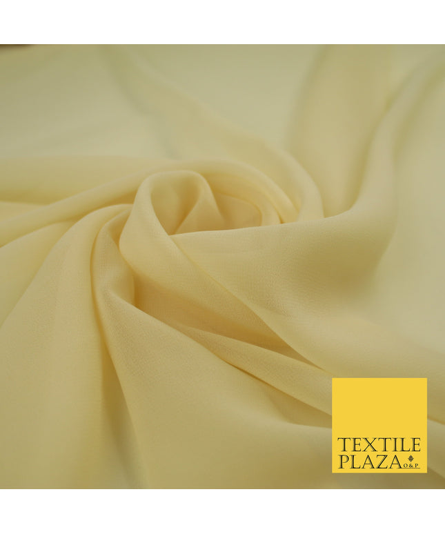 CREAM GOLD Premium Plain Dyed Chiffon Fine Soft Georgette Sheer Dress Fabric 8280