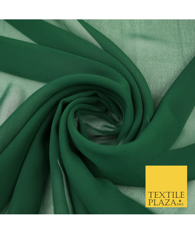 DARK GREEN Premium Plain Dyed Chiffon Fine Soft Georgette Sheer Dress Fabric 8347