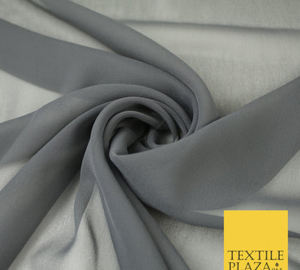 DARK GREY Premium Plain Dyed Chiffon Fine Soft Georgette Sheer Dress Fabric 8300