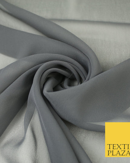 DARK GREY Premium Plain Dyed Chiffon Fine Soft Georgette Sheer Dress Fabric 8300
