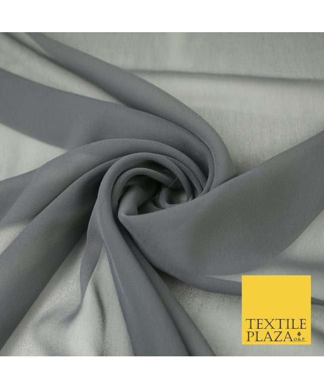 DARK GREY Premium Plain Dyed Chiffon Fine Soft Georgette Sheer Dress Fabric 8300