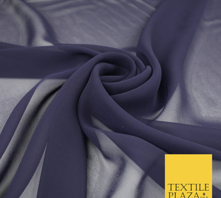 DEEP INDIGO NAVY BLUE Premium Plain Dyed Chiffon Fine Soft Georgette Sheer Dress Fabric 8273
