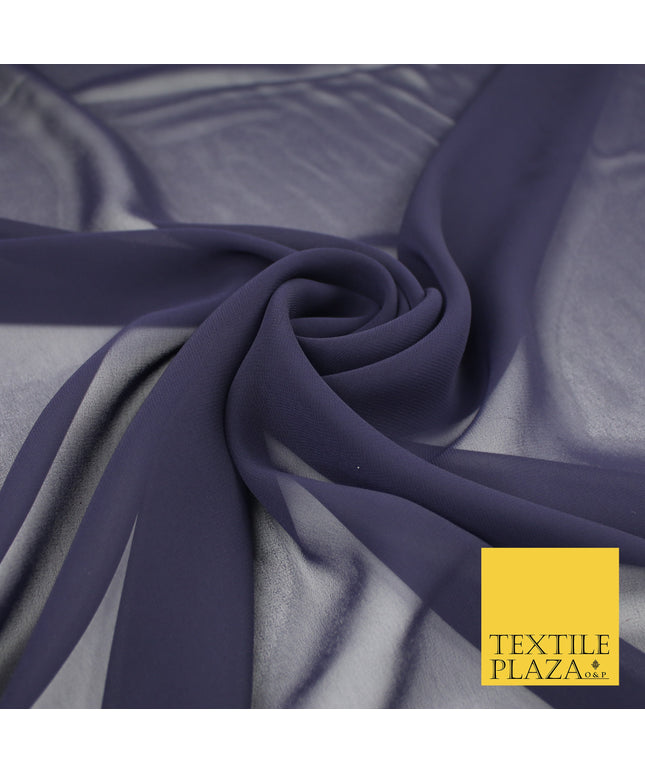 DEEP INDIGO NAVY BLUE Premium Plain Dyed Chiffon Fine Soft Georgette Sheer Dress Fabric 8273