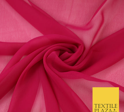 DEEP FUCHSIA PINK Premium Plain Dyed Chiffon Fine Soft Georgette Sheer Dress Fabric 8315