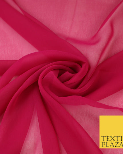DEEP FUCHSIA PINK Premium Plain Dyed Chiffon Fine Soft Georgette Sheer Dress Fabric 8315