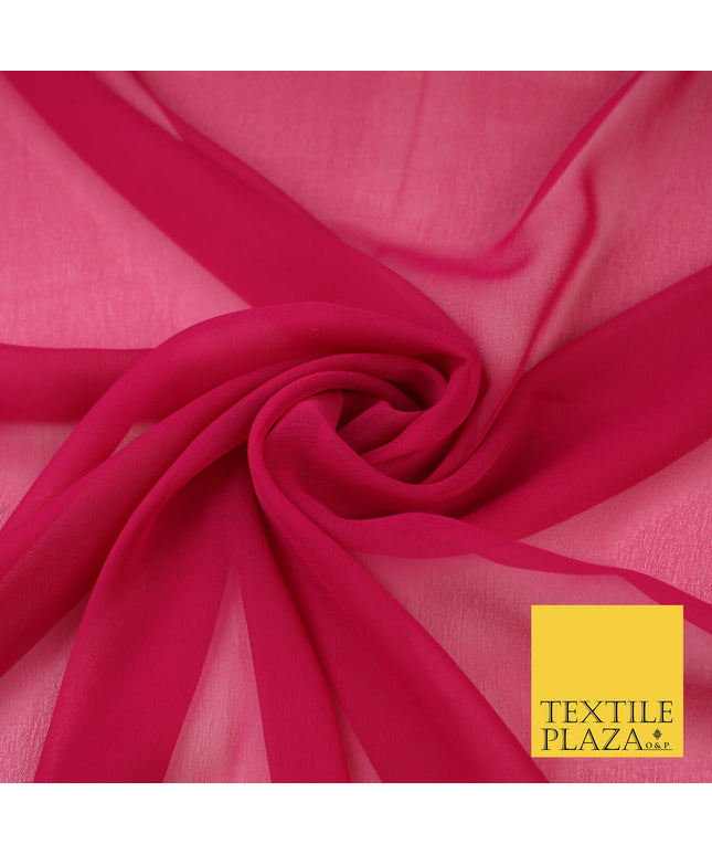 DEEP FUCHSIA PINK Premium Plain Dyed Chiffon Fine Soft Georgette Sheer Dress Fabric 8315