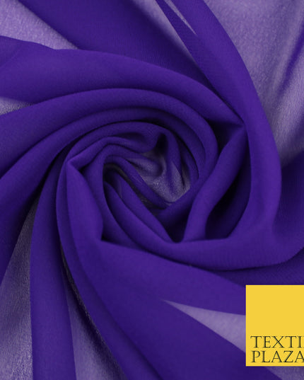 DEEP PURPLE Premium Plain Dyed Chiffon Fine Soft Georgette Sheer Dress Fabric 8335