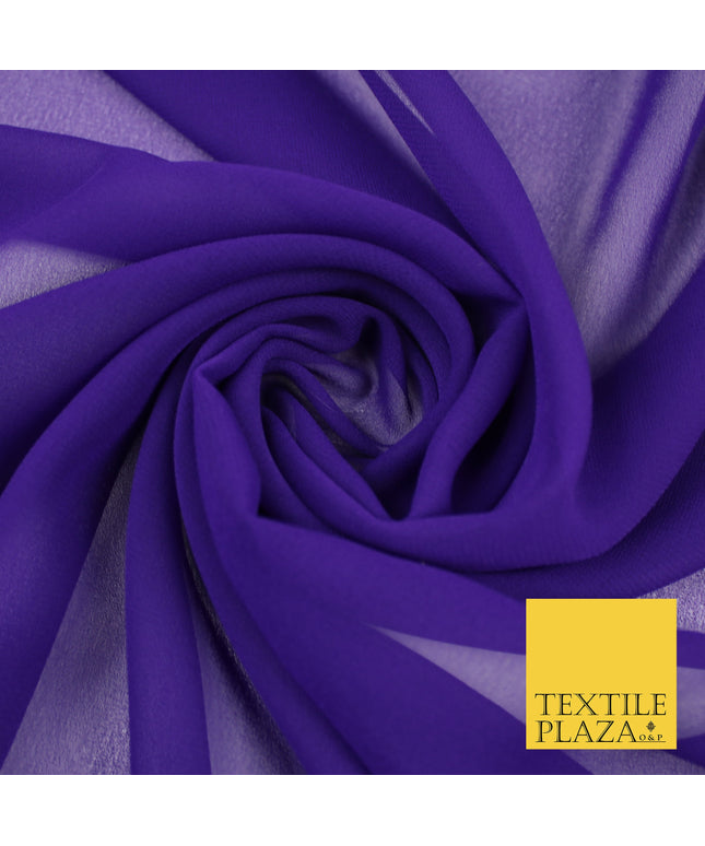DEEP PURPLE Premium Plain Dyed Chiffon Fine Soft Georgette Sheer Dress Fabric 8335