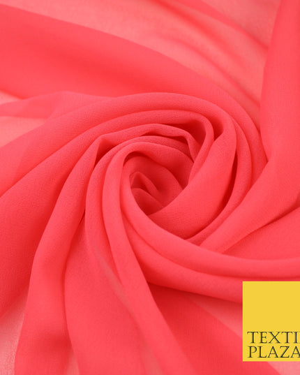 DEEP PINK Premium Plain Dyed Chiffon Fine Soft Georgette Sheer Dress Fabric 8389