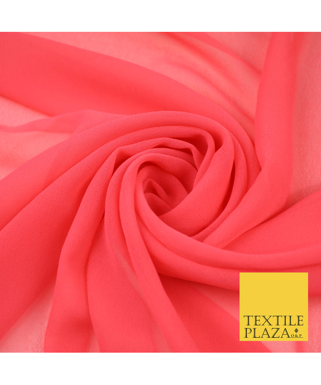 DEEP PINK Premium Plain Dyed Chiffon Fine Soft Georgette Sheer Dress Fabric 8389