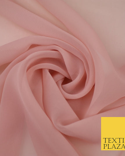 DUSTY NUDE PINK Premium Plain Dyed Chiffon Fine Soft Georgette Sheer Dress Fabric 8381