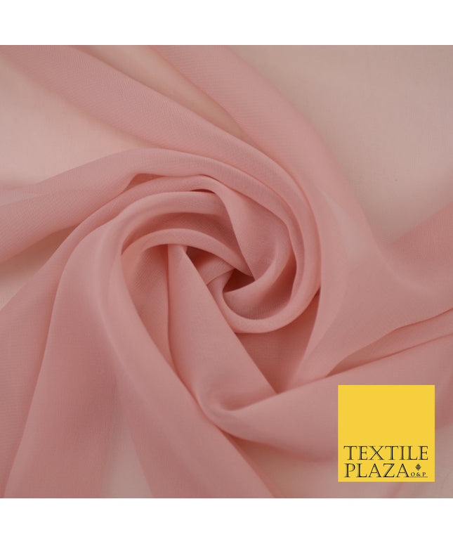 DUSTY NUDE PINK Premium Plain Dyed Chiffon Fine Soft Georgette Sheer Dress Fabric 8381