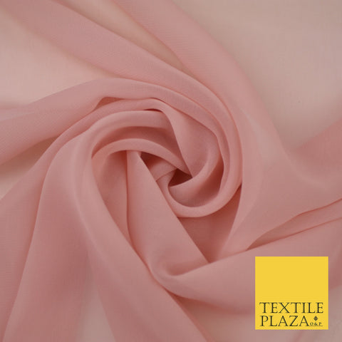 DUSTY NUDE PINK Premium Plain Dyed Chiffon Fine Soft Georgette Sheer Dress Fabric 8381