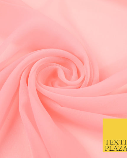 DUSTY PEACH PINK Premium Plain Dyed Chiffon Fine Soft Georgette Sheer Dress Fabric 8393