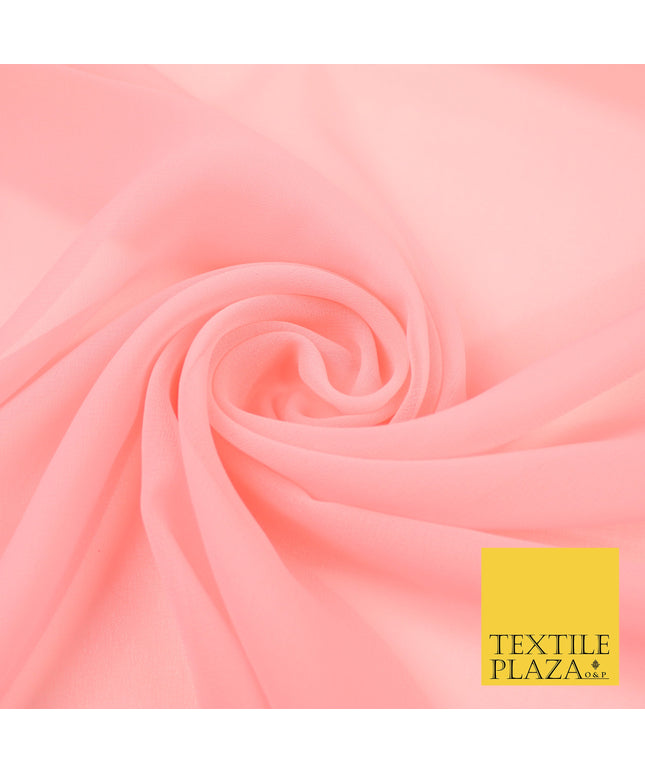 DUSTY PEACH PINK Premium Plain Dyed Chiffon Fine Soft Georgette Sheer Dress Fabric 8393
