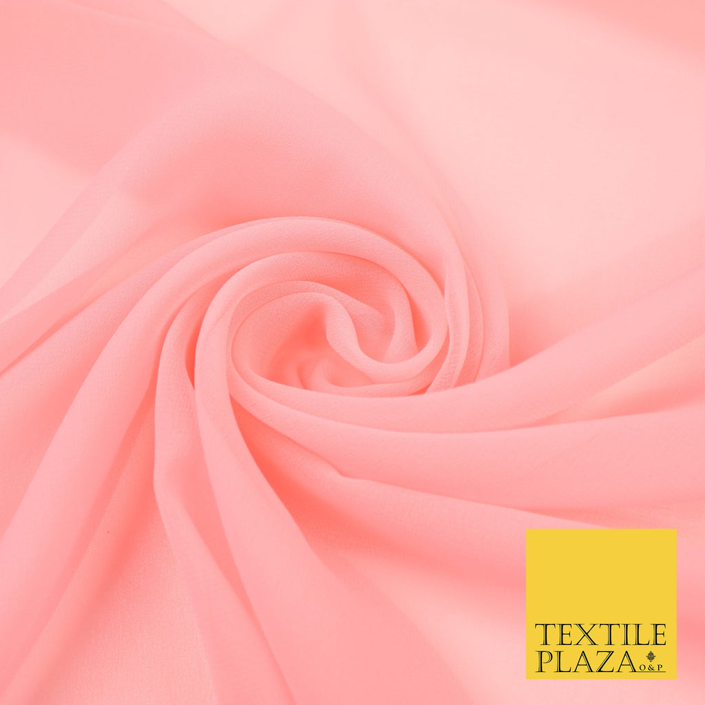 DUSTY PEACH PINK Premium Plain Dyed Chiffon Fine Soft Georgette Sheer Dress Fabric 8393