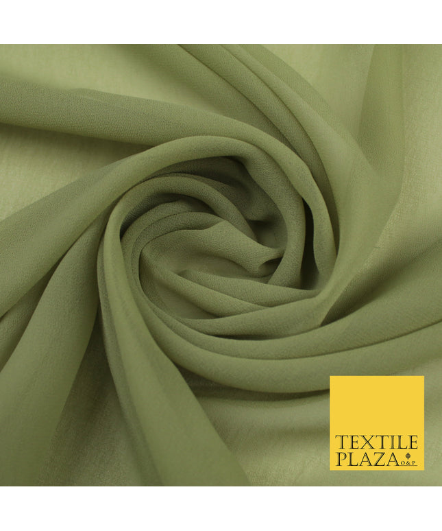 DUSTY SAGE GREEN Premium Plain Dyed Chiffon Fine Soft Georgette Sheer Dress Fabric 8370