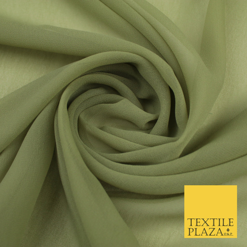 DUSTY SAGE GREEN Premium Plain Dyed Chiffon Fine Soft Georgette Sheer Dress Fabric 8370