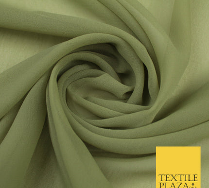 DUSTY SAGE GREEN Premium Plain Dyed Chiffon Fine Soft Georgette Sheer Dress Fabric 8370