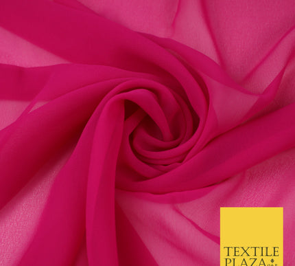 FUCHSIA PINK Premium Plain Dyed Chiffon Fine Soft Georgette Sheer Dress Fabric 8316