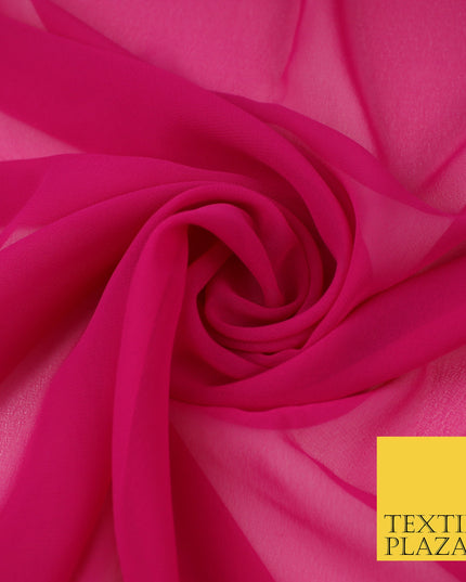 FUCHSIA PINK Premium Plain Dyed Chiffon Fine Soft Georgette Sheer Dress Fabric 8316