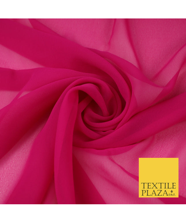 FUCHSIA PINK Premium Plain Dyed Chiffon Fine Soft Georgette Sheer Dress Fabric 8316