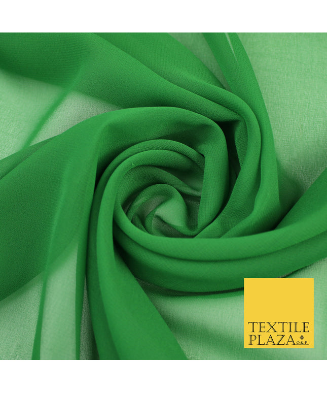 GREEN Premium Plain Dyed Chiffon Fine Soft Georgette Sheer Dress Fabric 8348