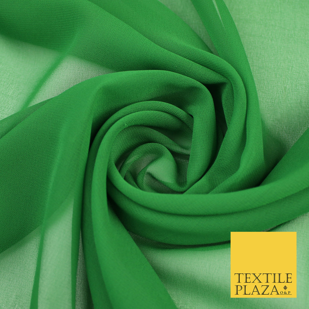 GREEN Premium Plain Dyed Chiffon Fine Soft Georgette Sheer Dress Fabric 8348
