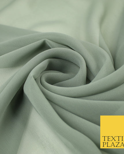GREEN GREY Premium Plain Dyed Chiffon Fine Soft Georgette Sheer Dress Fabric 8301