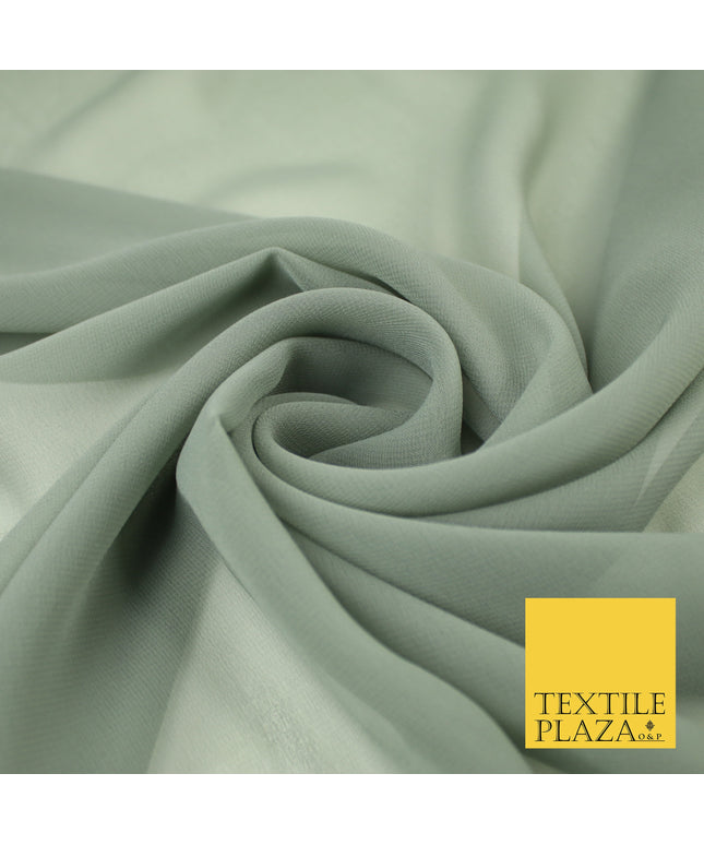 GREEN GREY Premium Plain Dyed Chiffon Fine Soft Georgette Sheer Dress Fabric 8301