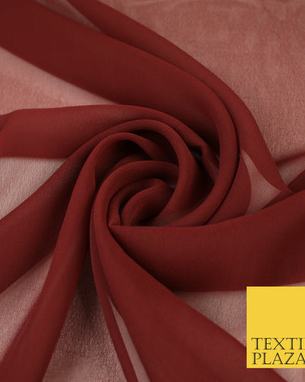 HICKORY BROWN Premium Plain Dyed Chiffon Fine Soft Georgette Sheer Dress Fabric 8324