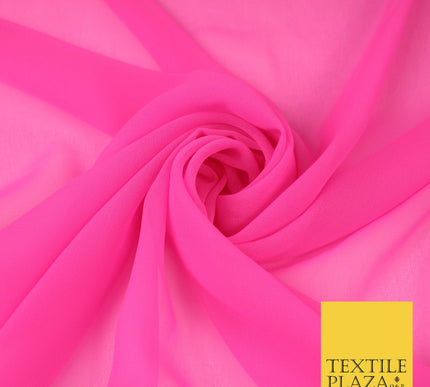 HOT PINK Premium Plain Dyed Chiffon Fine Soft Georgette Sheer Dress Fabric 8312