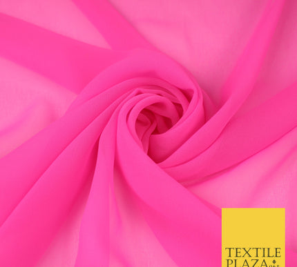 HOT PINK Premium Plain Dyed Chiffon Fine Soft Georgette Sheer Dress Fabric 8312