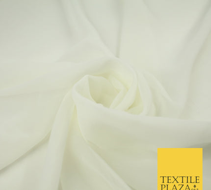 IVORY Premium Plain Dyed Chiffon Fine Soft Georgette Sheer Dress Fabric 8276