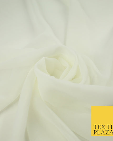 IVORY Premium Plain Dyed Chiffon Fine Soft Georgette Sheer Dress Fabric 8276