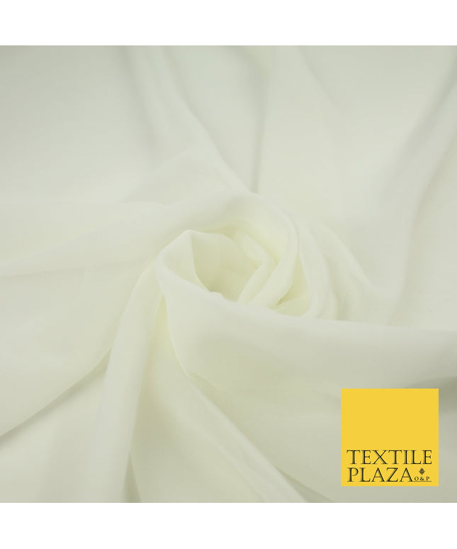 IVORY Premium Plain Dyed Chiffon Fine Soft Georgette Sheer Dress Fabric 8276