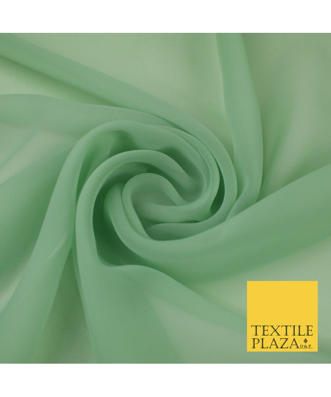 LAUREL GREEN Premium Plain Dyed Chiffon Fine Soft Georgette Sheer Dress Fabric 8367